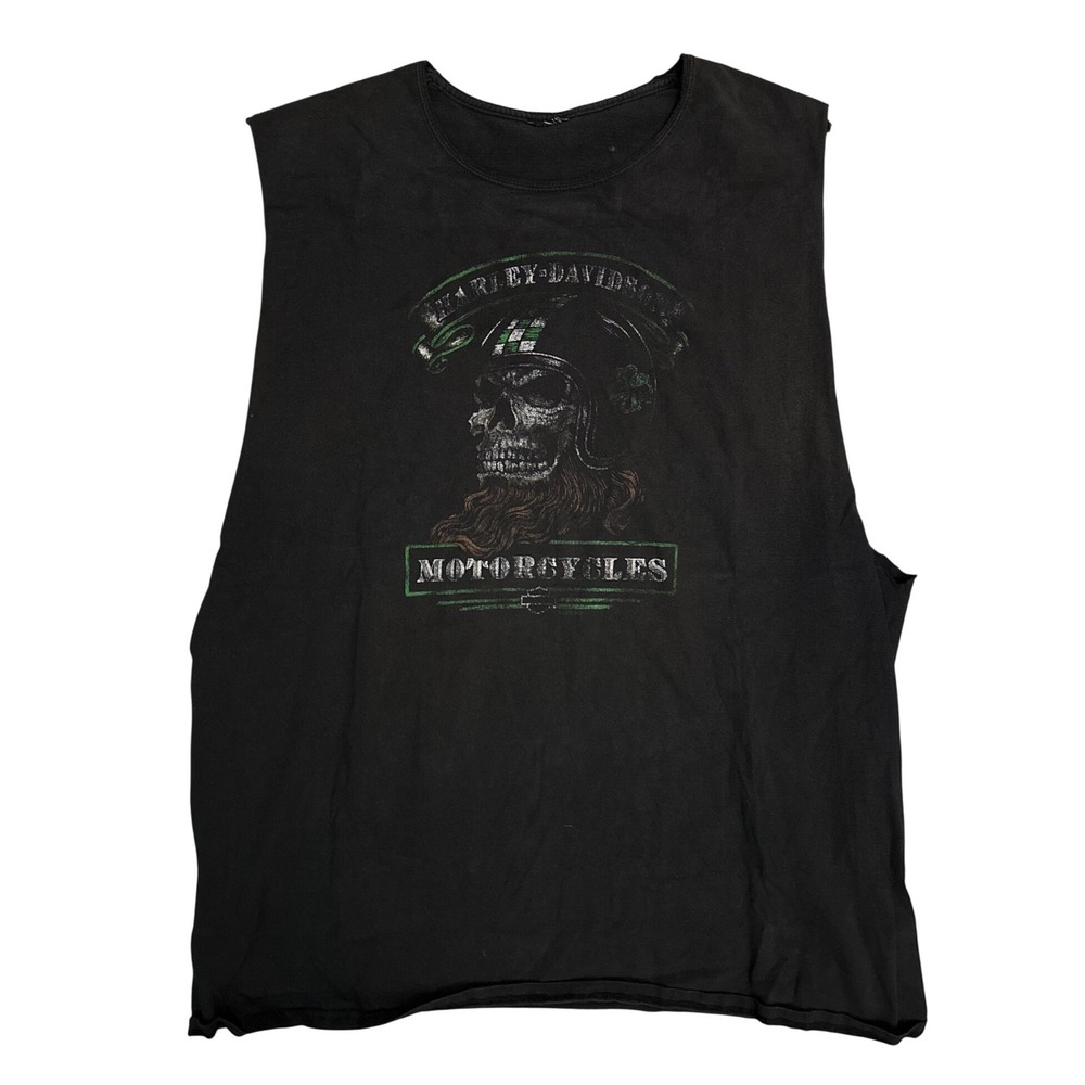 Harley-Davidson Mens Sleeveless Graphic Tee Milwaukee Wisconsin Skull Black 2008